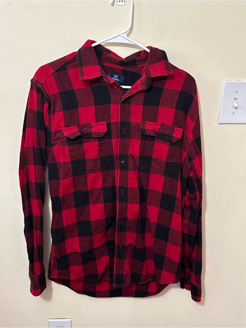 George Red and Black Buffalo Plaid Button-Down Shirt